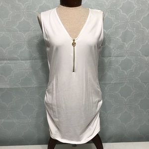 Michael Kors White Tank Top with Gold Zipper